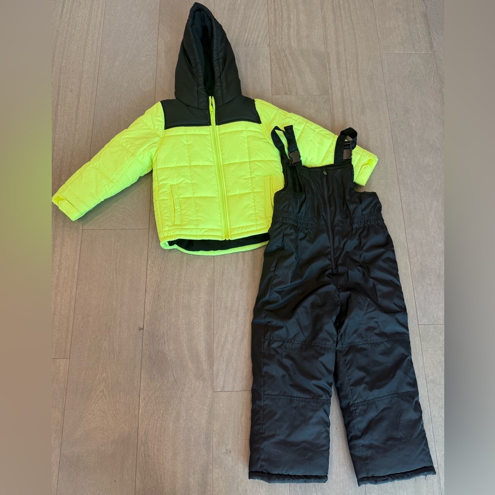 Carter's Neon Yellow and Black Ski Bib/Jacket Set, Size 6